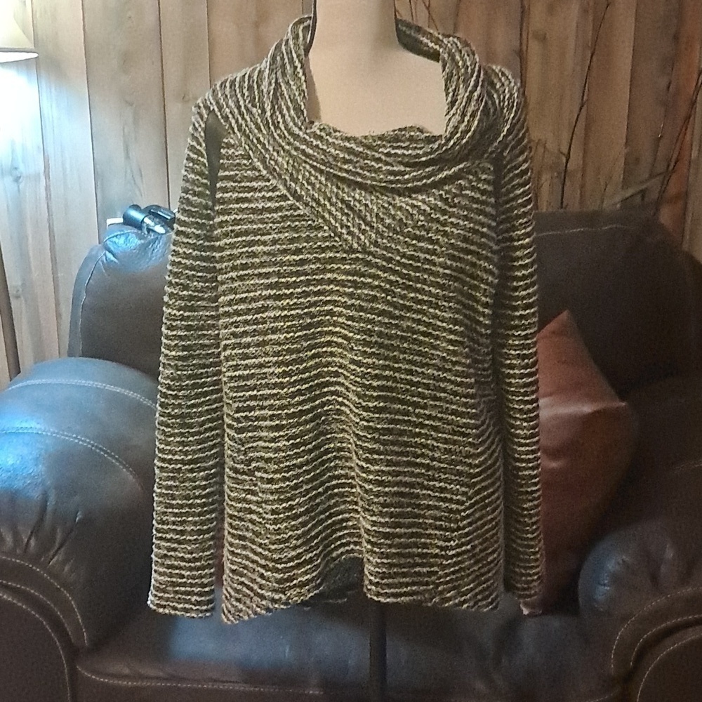 Joseph Ribkoff Black and White Cowl Neck Sweater